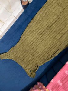 Olive Green Knit Midi Dress