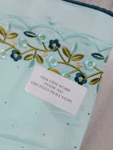 Unstitched Dress Material With Organza Duptta