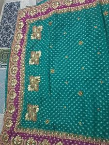 Elegant Green Ethnic Saree with stiched blouse-34