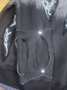 Distressed Graphic Zip-Up Hoodie