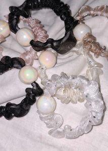 Scrunchies with Pearl Accent - Set of 5