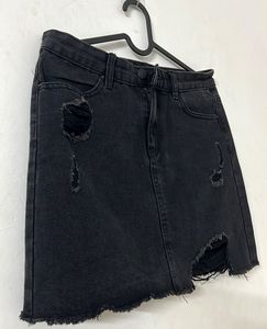 Branded Ruff And Rough Denim Skirt