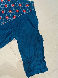 Embroidered Blue Tunic Top