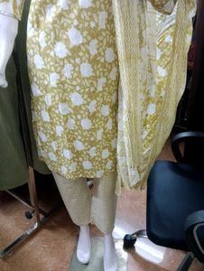 Cotton Kurti Pant Dupatta Set