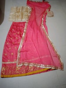 Pink semi stitched Lehenga Choli Set