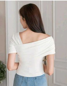Chic White Draped Neckline Top