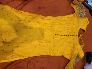Yellow Embroidered Kurta Set only for 500