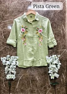Mulmul Shirt With Embroidery