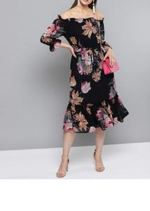 Rare A-line Casual Dress Black