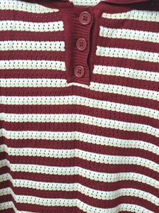 🍿Striped Knit Polo Top