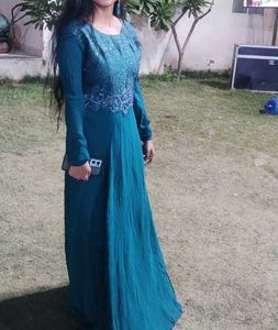 Elegant Teal Ethnic Gown