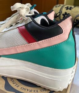 White Heel Sneakers Colour Blocked