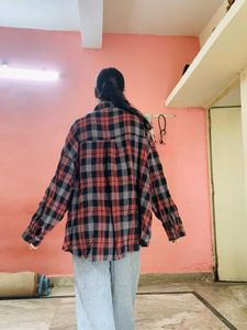 Formal Loose  Shirt With Check Design