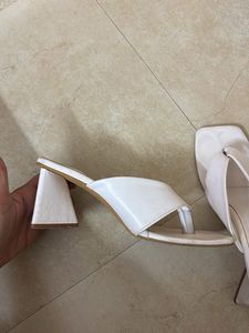 White Square Toe Heels