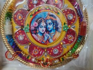 Radha Krishna Thaali Raakhi With Roli And Chaawal