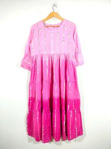 Pink Shades With Silver Strips Kurtas (Women's)