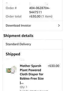 Brand New Mothersparsh Cloth Diaper, Free Size made With Organic Cotton