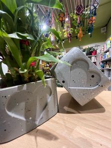 Cement Pot Heart Design SET OF TWO