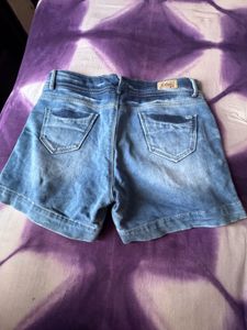 Denim Button Accent Shorts
