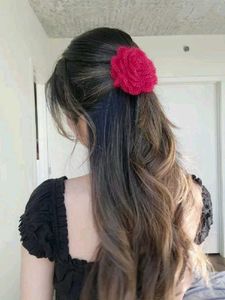 Crochet Rose Hair Clip