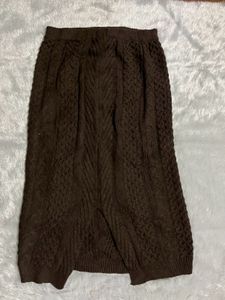 Brown cable Knit Midi Skirt