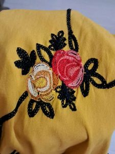 Floral Embroidered Yellow Dress🌻💖