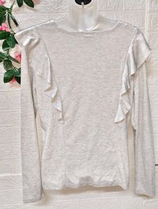 🎁Buy 2 Get 1 Free 🎁Gray Ruffle Long Sleeve Top
