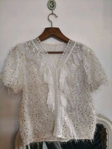Lace & Sequin Detail Top