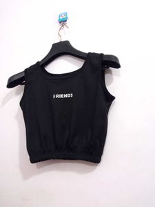 Black Sleeveless Crop Top
