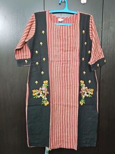 Striped Embroidered Kurta