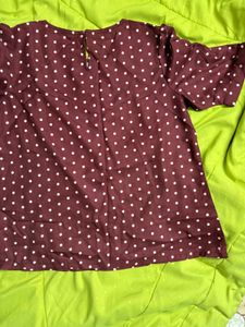 Maroon Polka Dot Top