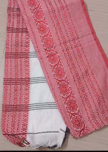 Begumpuri Khadi Cotton Red Black Saree