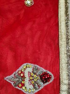 Red Net Heavy Saree