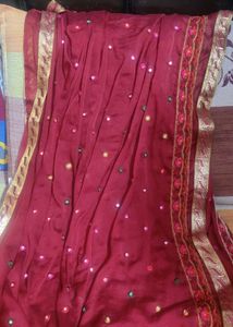 Maroon Embroidered Dupatta