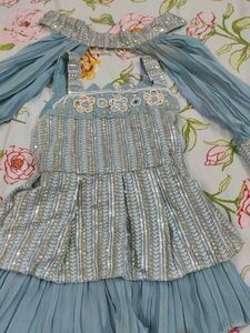Girls&#39; Blue Embellished Outfit