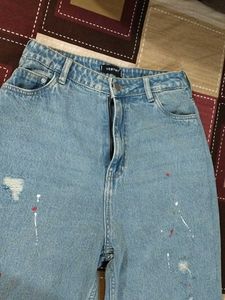 Distressed Wide-Leg Jeans
