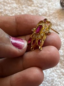 Gold and Ruby Stud Earrings