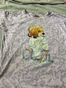 Trendy Light Purple Tie-Dye ‘Cool Bear’ Graphic Te