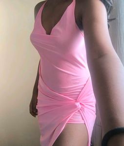 Barbiecore Pink Slit bodycon dress