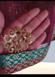Elegant Maroon Net Dupatta