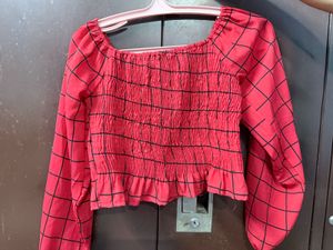 Red Checkered Crop Top