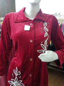 Party Wear Elegant Maroon Velvet Coord Set Suit