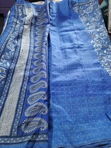 Printed Blue Saree