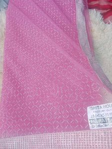 Pink Net Saree