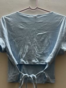 Blue back tie top