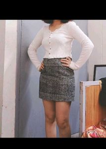 Plaid Mini Skirt Woolen