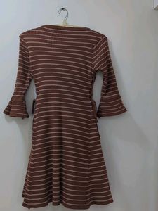 Striped Brown Casual Dress