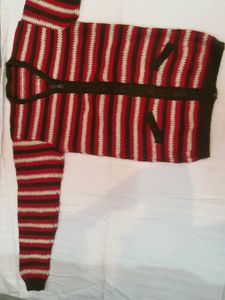 Striped Knit zip up sweater