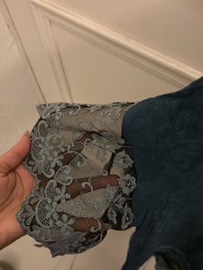 Embroidered Teal Tunic Top