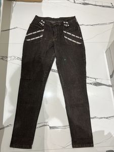 Dark Brown Jeans Retro Style